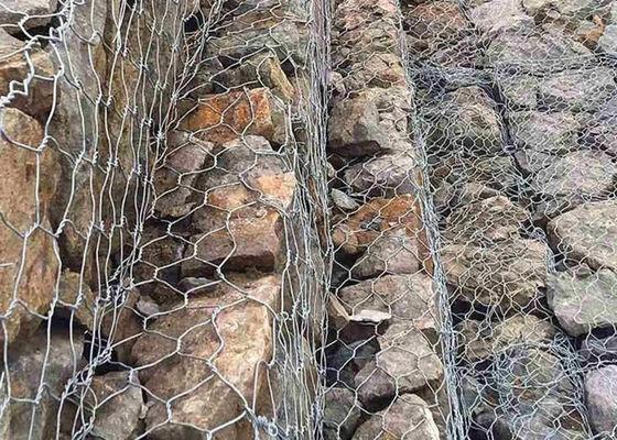 Gabion Basket Hexagonal Woven Wire Mesh Per il carico di pietra Per la protezione delle pendici della banca Pavimentazione stradale
