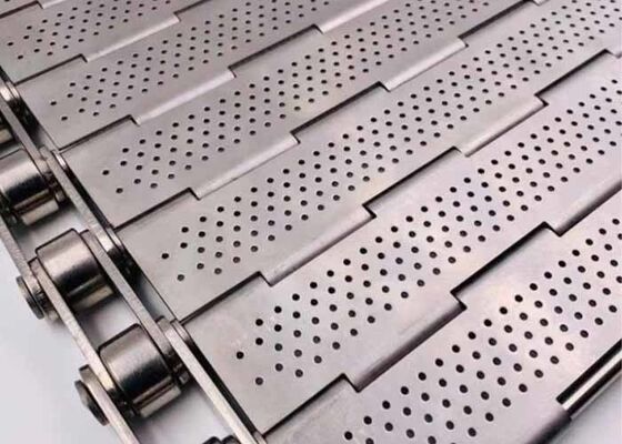 In acciaio inossidabile 304 Plate Chain Conveyor Belt Food Grade Easy Clean Custom Width